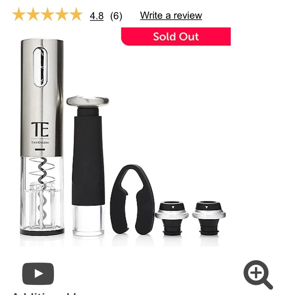 NIB silver Todd English electric wine opener set